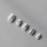 Vibeficant Progel Glitter Handmade Gel Press on Nails Short Coffin French Tip Design